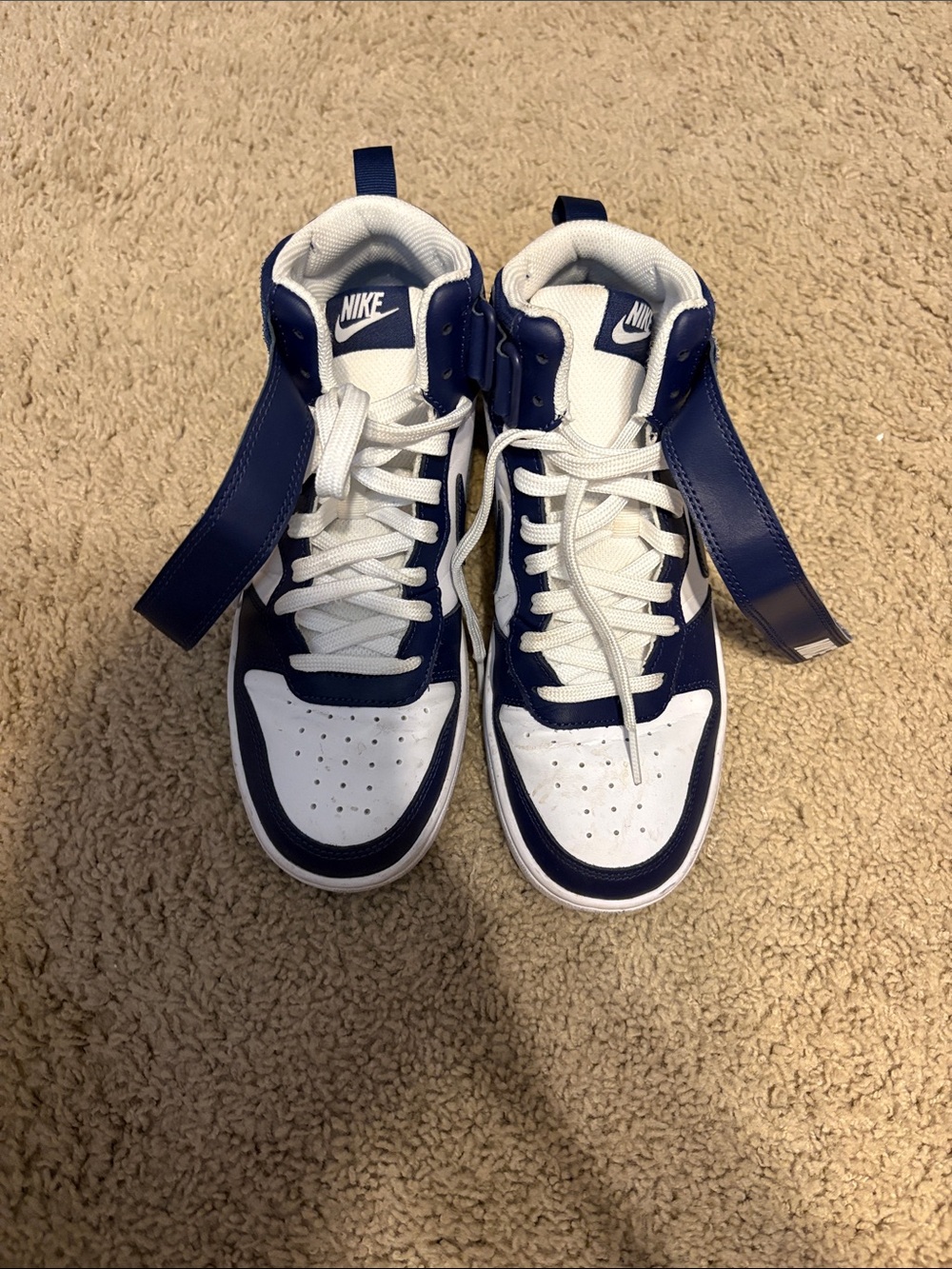 Nike Kids High-Top Sneakers - White & Navy Blue